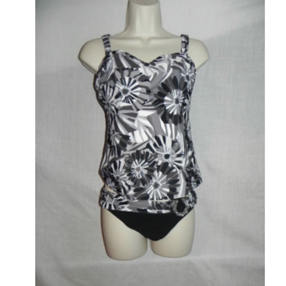 Profile 2pc Tankini Swimsuit 32D Bottom Size 6 NWT